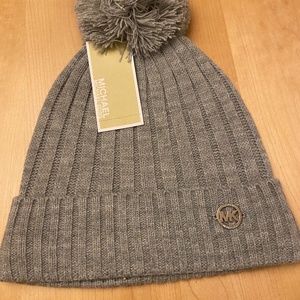 Michael Kors Gray pom pom hat New